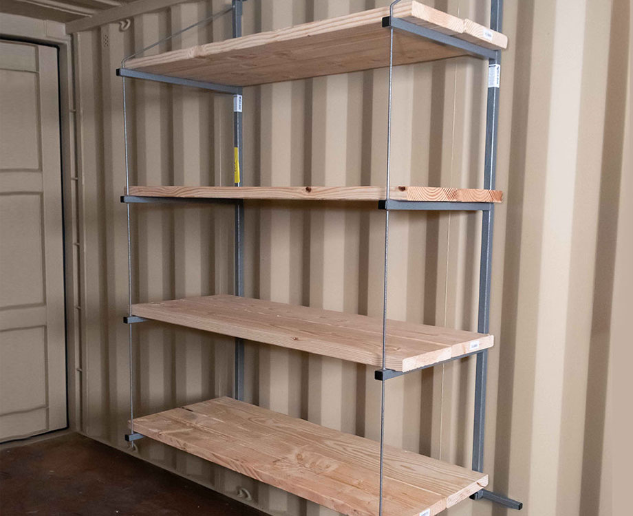 Featuring heavy-duty shelf brackets designed for container interiors